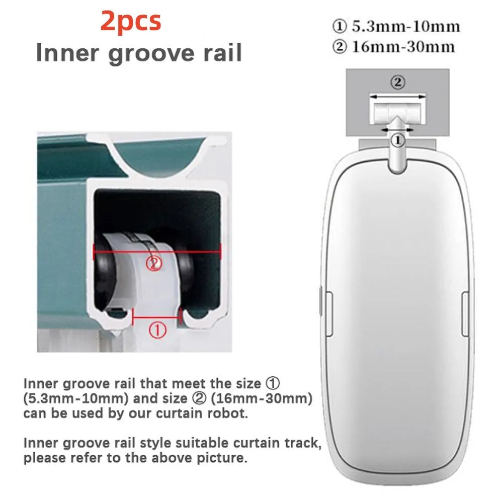 Smart curtain robot with Bluetooth and app control mounted on a rail