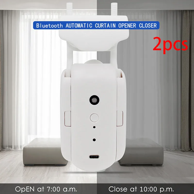 Smart curtain robot with Bluetooth and app control mounted on a rail