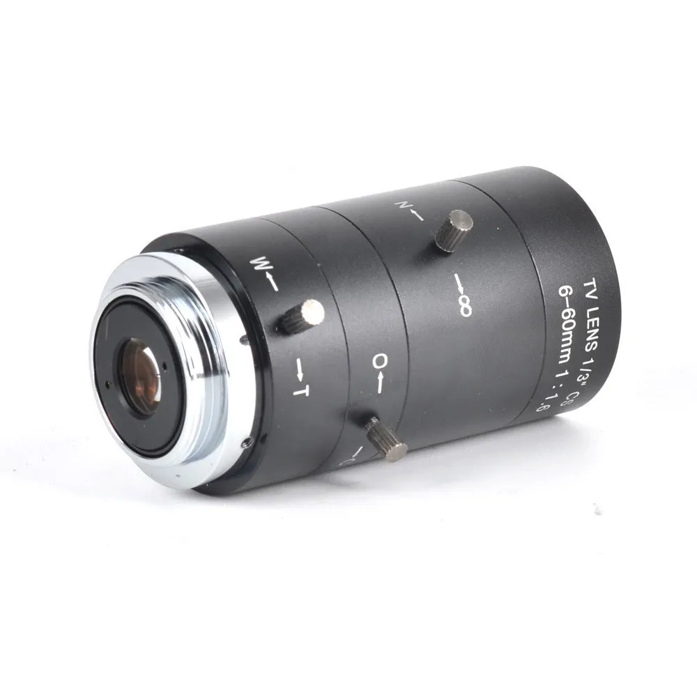 Black manual aperture 6-60mm CS mount camera lens for 1/3 inch sensor cameras