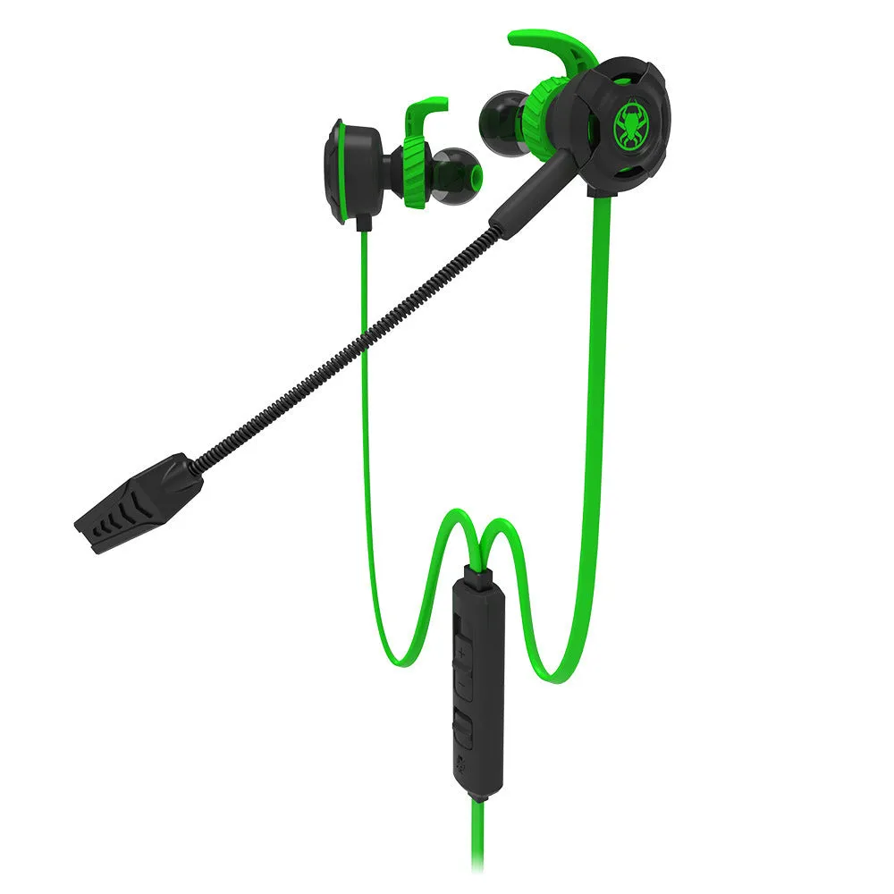In-ear wired gaming headset with silicone earplugs and 3.5mm cable in black colour