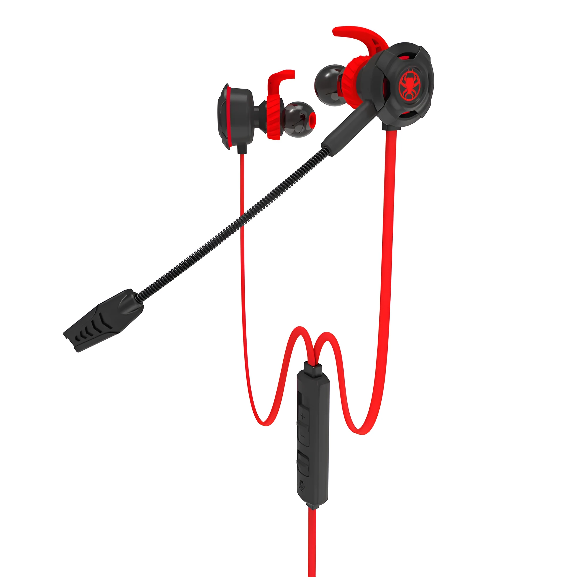 In-ear wired gaming headset with silicone earplugs and 3.5mm cable in black colour