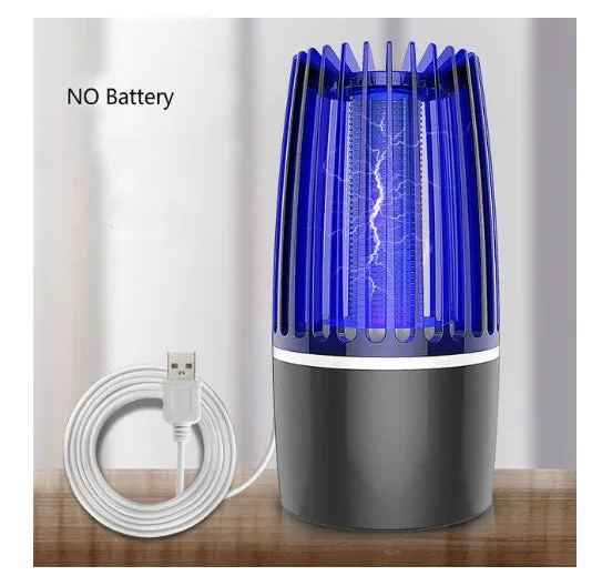 USB rechargeable mosquito killer lamp with LED bug zapper and UV attractant in ABS plastic with safety cage