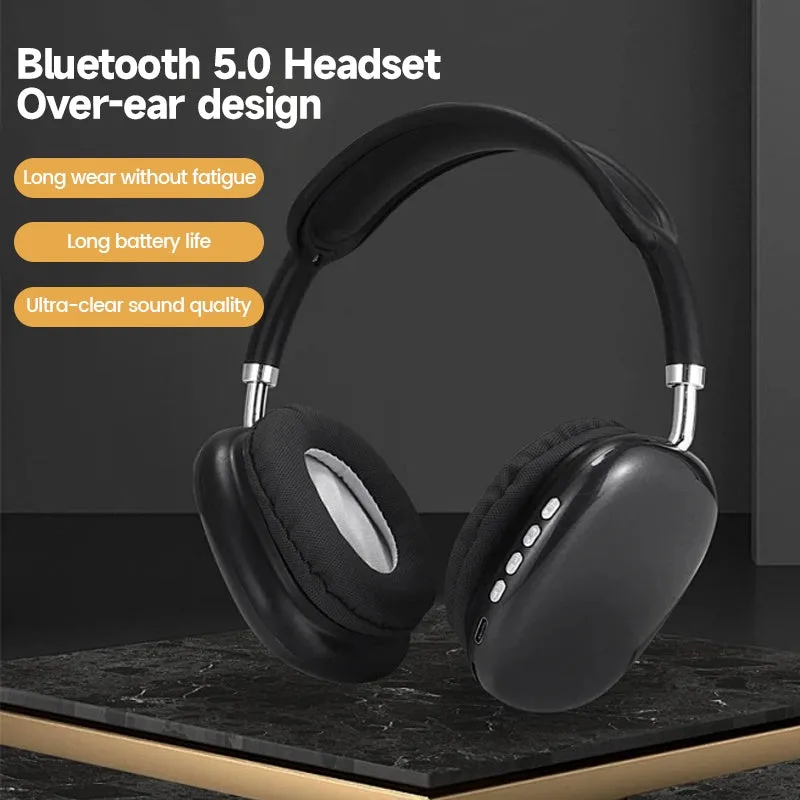 P9 wireless Bluetooth headset outdoor sports gaming headphones with mic noise cancelling earbuds in black