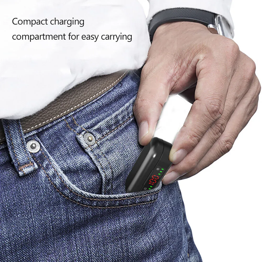 Black Bluetooth earphone with earplug design, battery display, and voice control
