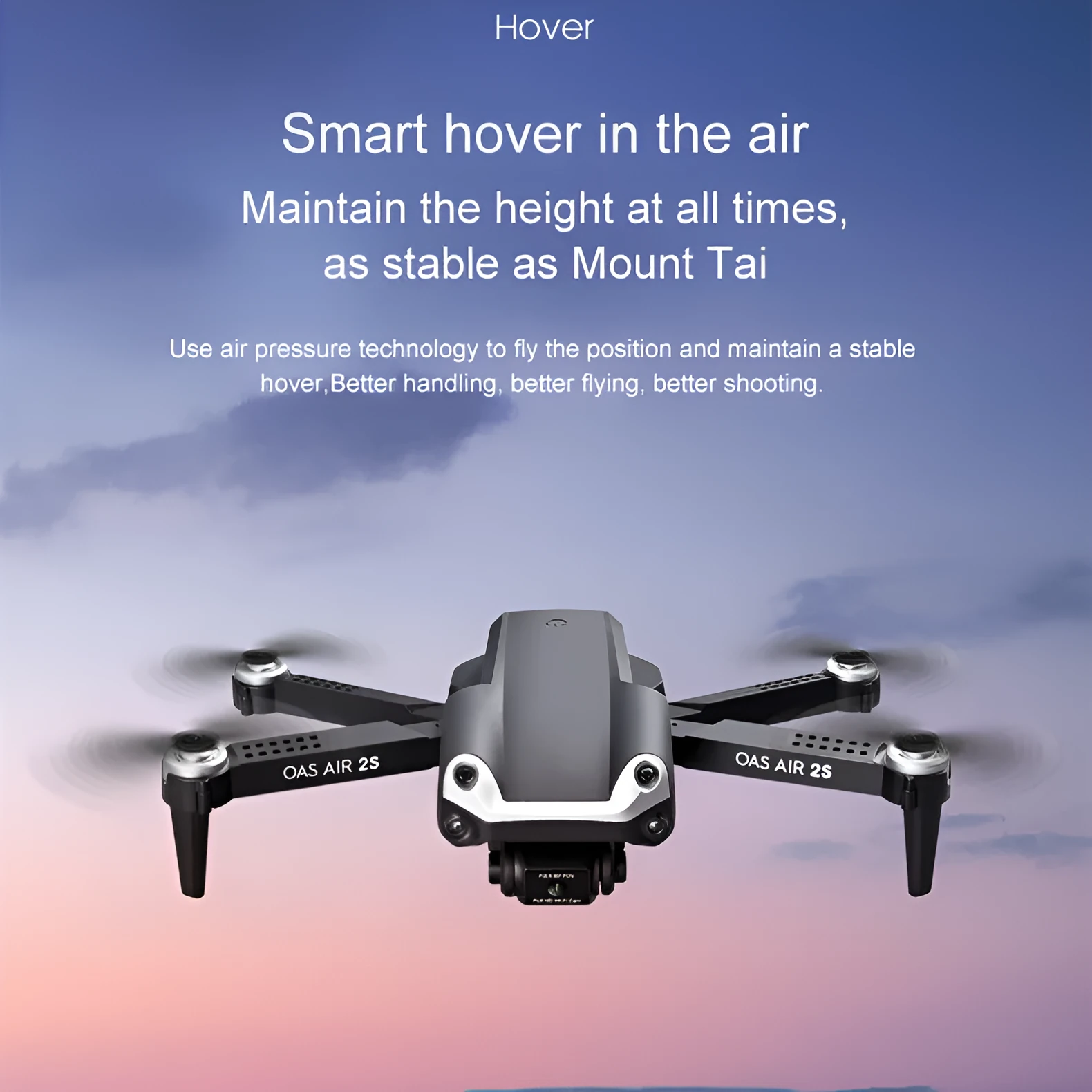 UAV folding four axis drone with 4K dual camera in black plastic, compact size 12.5x9x5cm