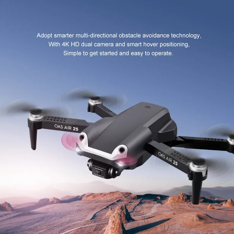 UAV folding four axis drone with 4K dual camera in black plastic, compact size 12.5x9x5cm