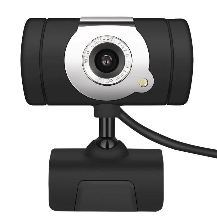Black desktop computer camera with USB cable for video conferencing and calls