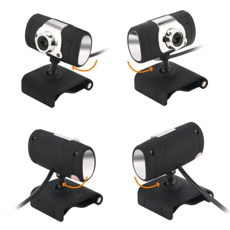 Black desktop computer camera with USB cable for video conferencing and calls