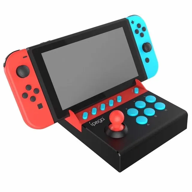 Fighting stick gaming controller for N Switch in black, with joystick and eight action buttons, model PG-9136