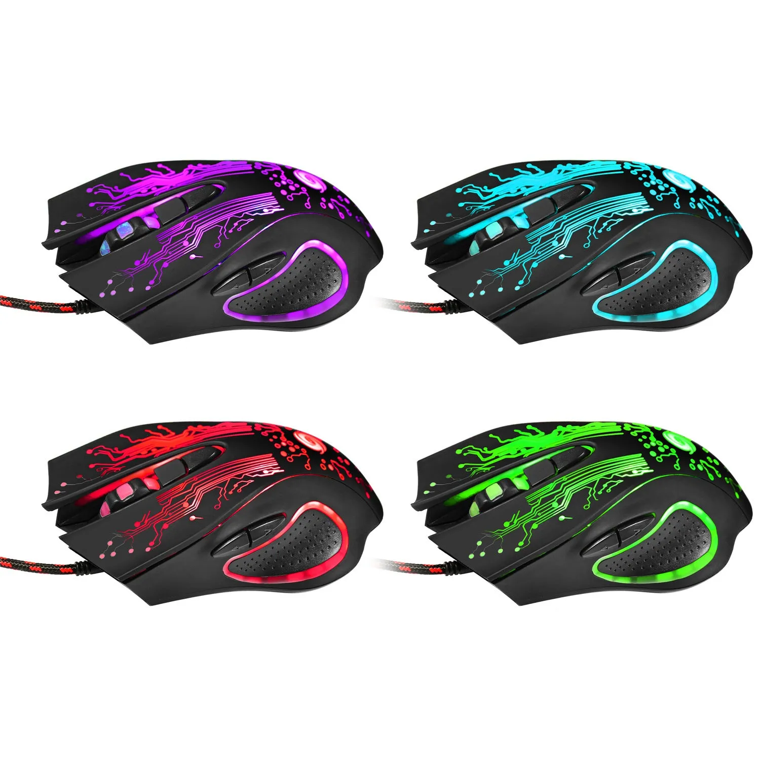 USB wired gaming mouse with 5500DPI adjustable resolution, 7 buttons, ergonomic design, LED backlight, 134x84x40mm