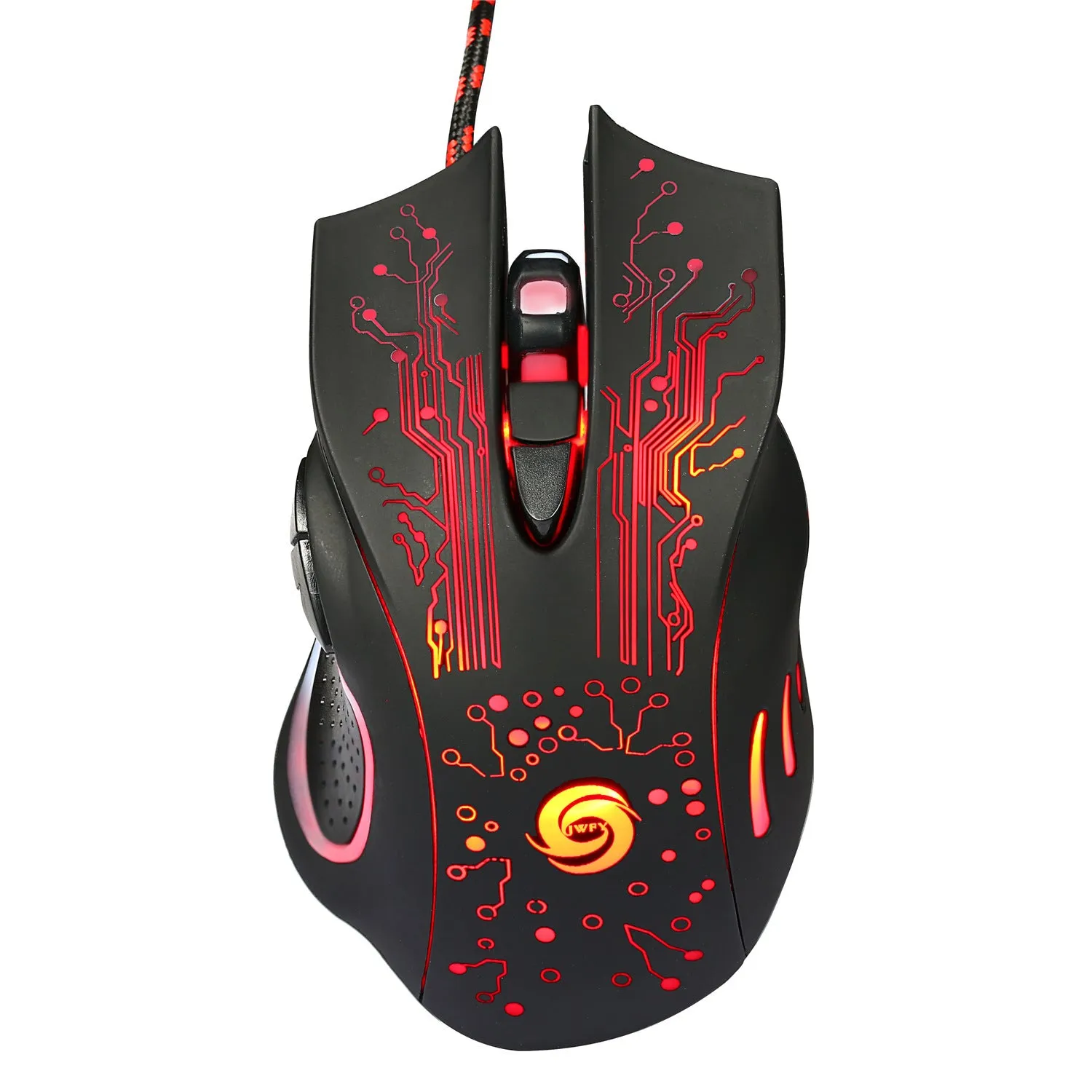 USB wired gaming mouse with 5500DPI adjustable resolution, 7 buttons, ergonomic design, LED backlight, 134x84x40mm