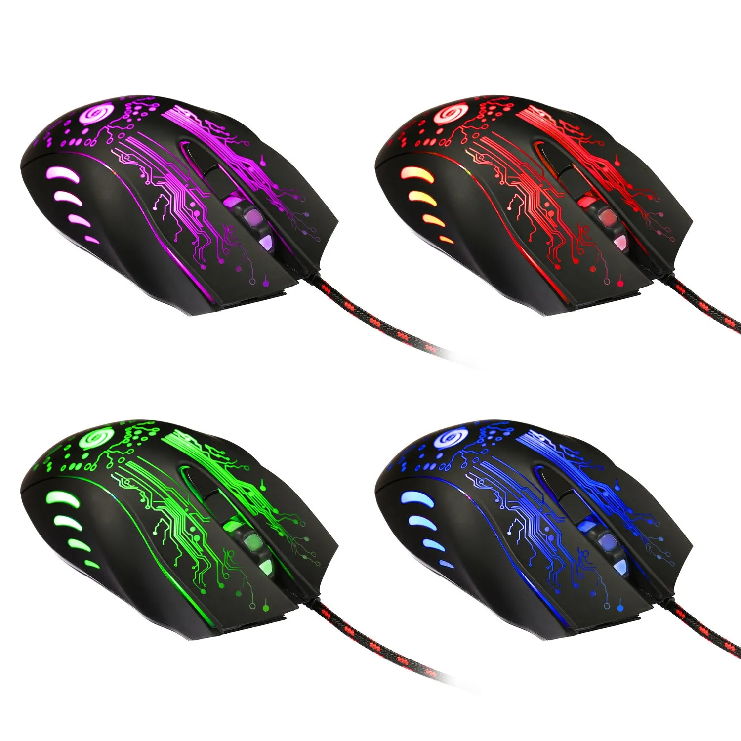 USB wired gaming mouse with 5500DPI adjustable resolution, 7 buttons, ergonomic design, LED backlight, 134x84x40mm