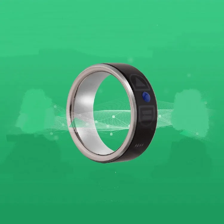 Smart Bluetooth ring wearable device in black, compatible with iPhone and Android, with page turning and music control features