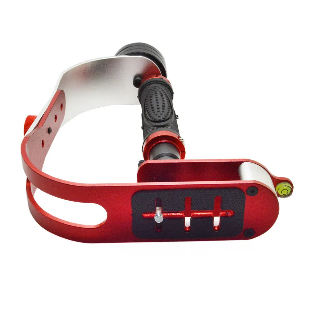 Handheld stabiliser with mini cloud stand for mobile phone and SLR cameras in black and red colours
