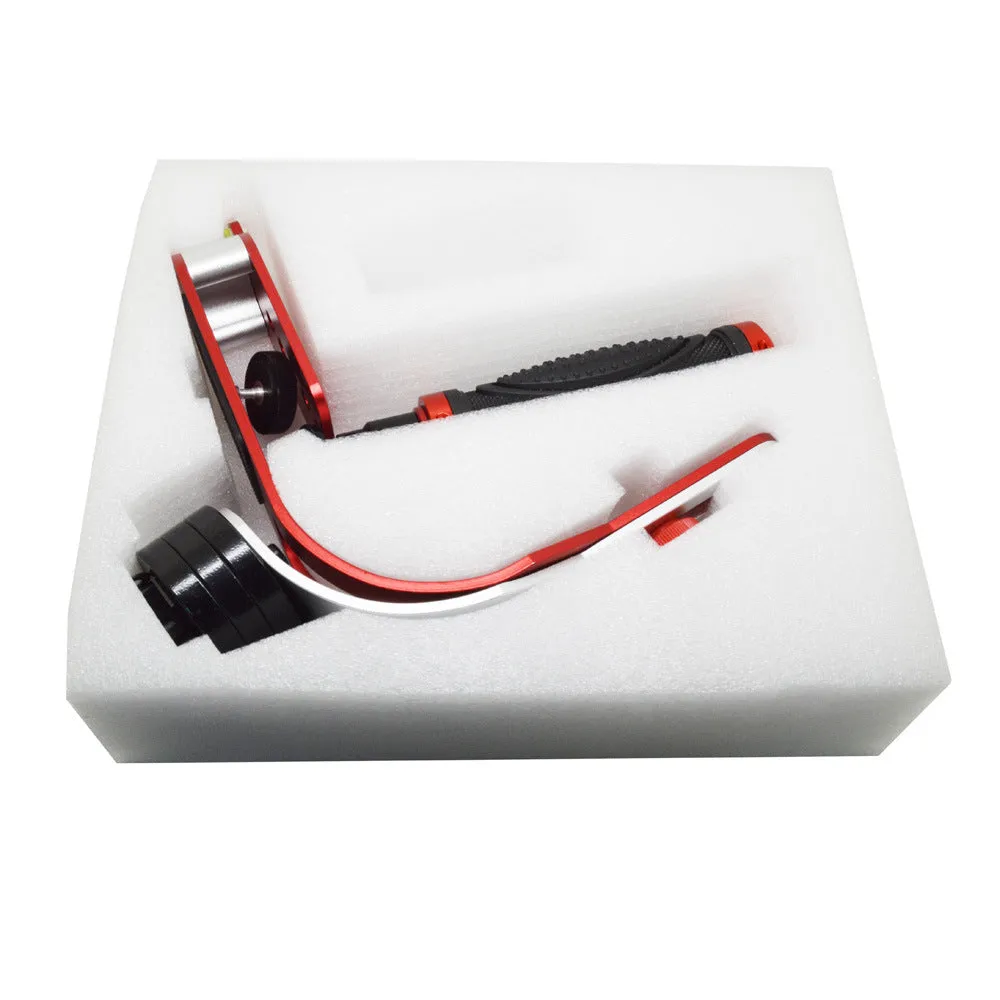 Handheld stabiliser with mini cloud stand for mobile phone and SLR cameras in black and red colours