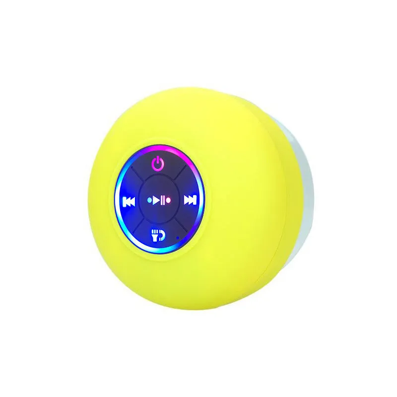 Big suction cup waterproof Bluetooth speaker with LED light emitting, available in multiple colours