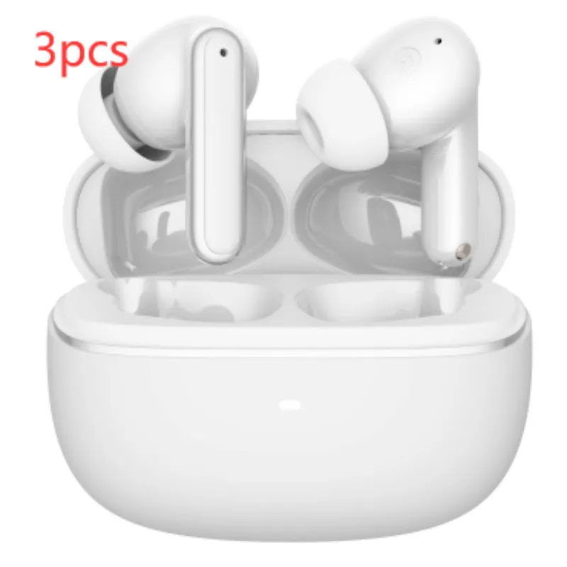 Wireless Bluetooth V5.3 in-ear headphones with ENC noise reduction, white colour, industrial style, digital display charging case
