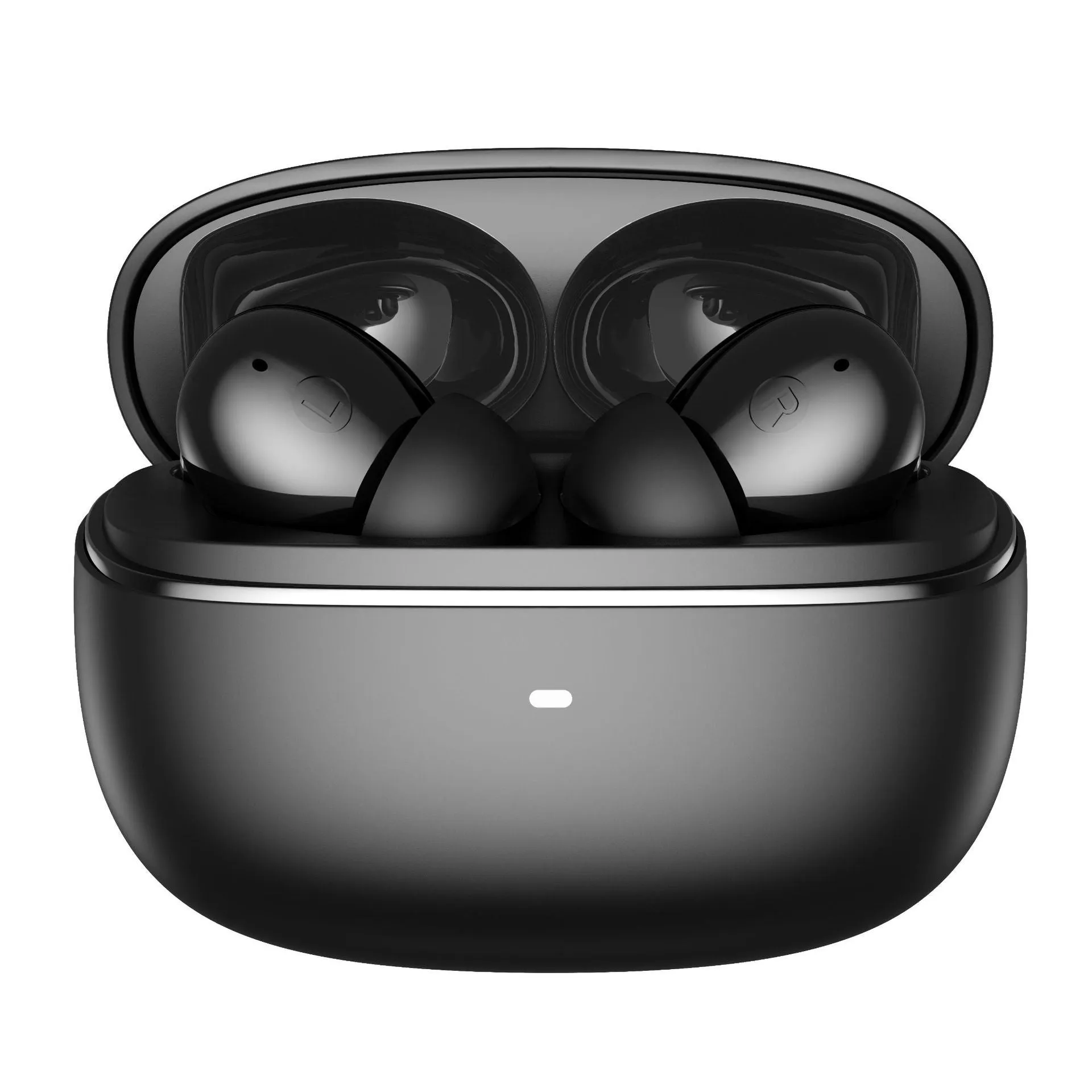 Wireless Bluetooth V5.3 in-ear headphones with ENC noise reduction, white colour, industrial style, digital display charging case