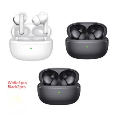 Wireless Bluetooth V5.3 in-ear headphones with ENC noise reduction, white colour, industrial style, digital display charging case