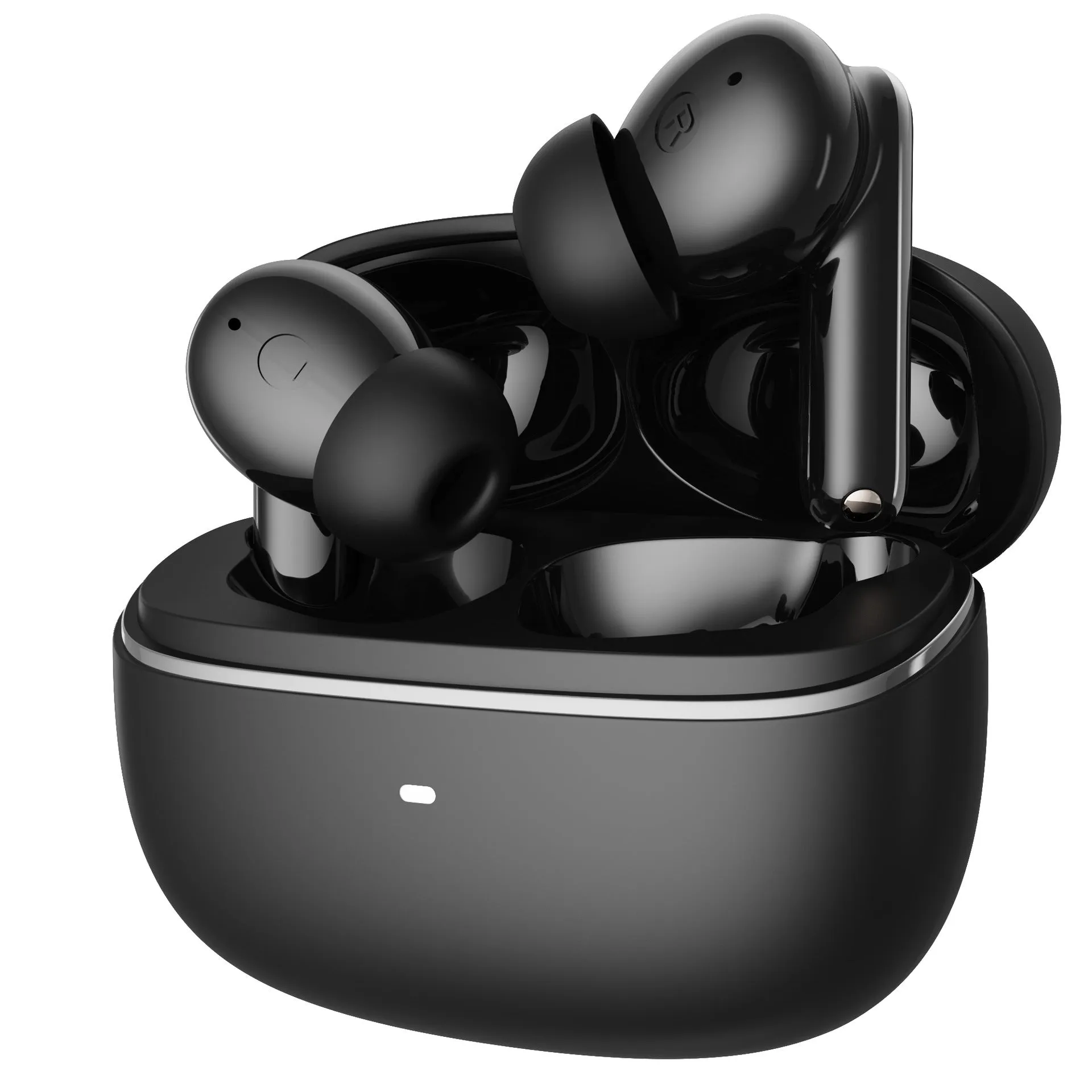Wireless Bluetooth V5.3 in-ear headphones with ENC noise reduction, white colour, industrial style, digital display charging case
