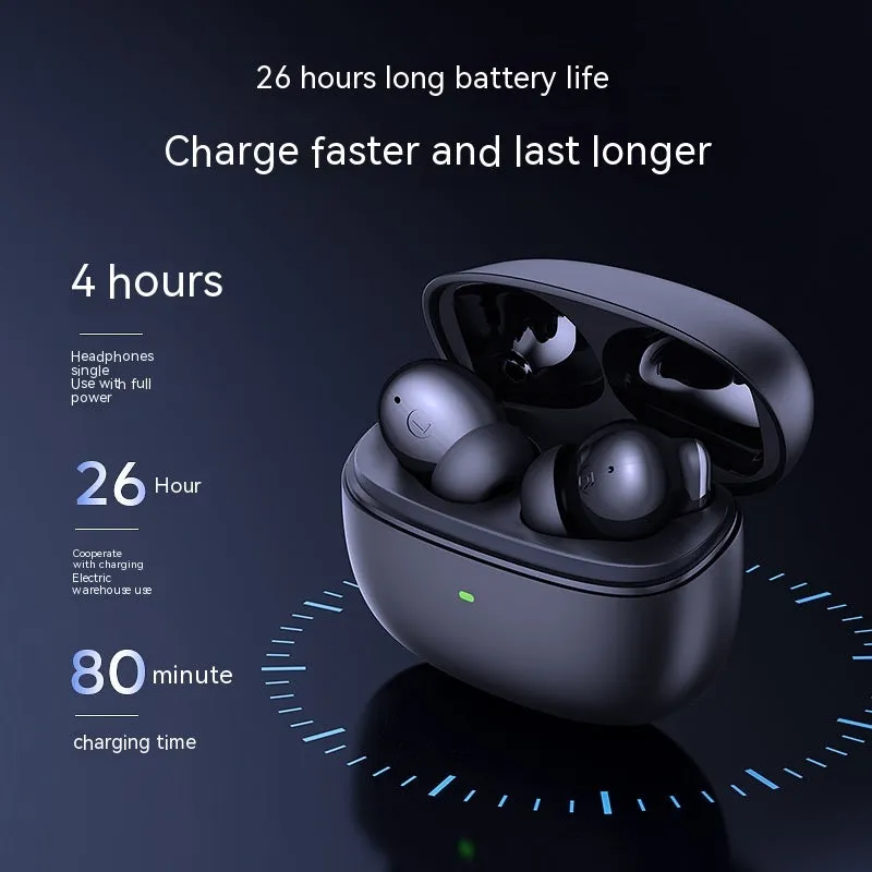 Wireless Bluetooth V5.3 in-ear headphones with ENC noise reduction, white colour, industrial style, digital display charging case