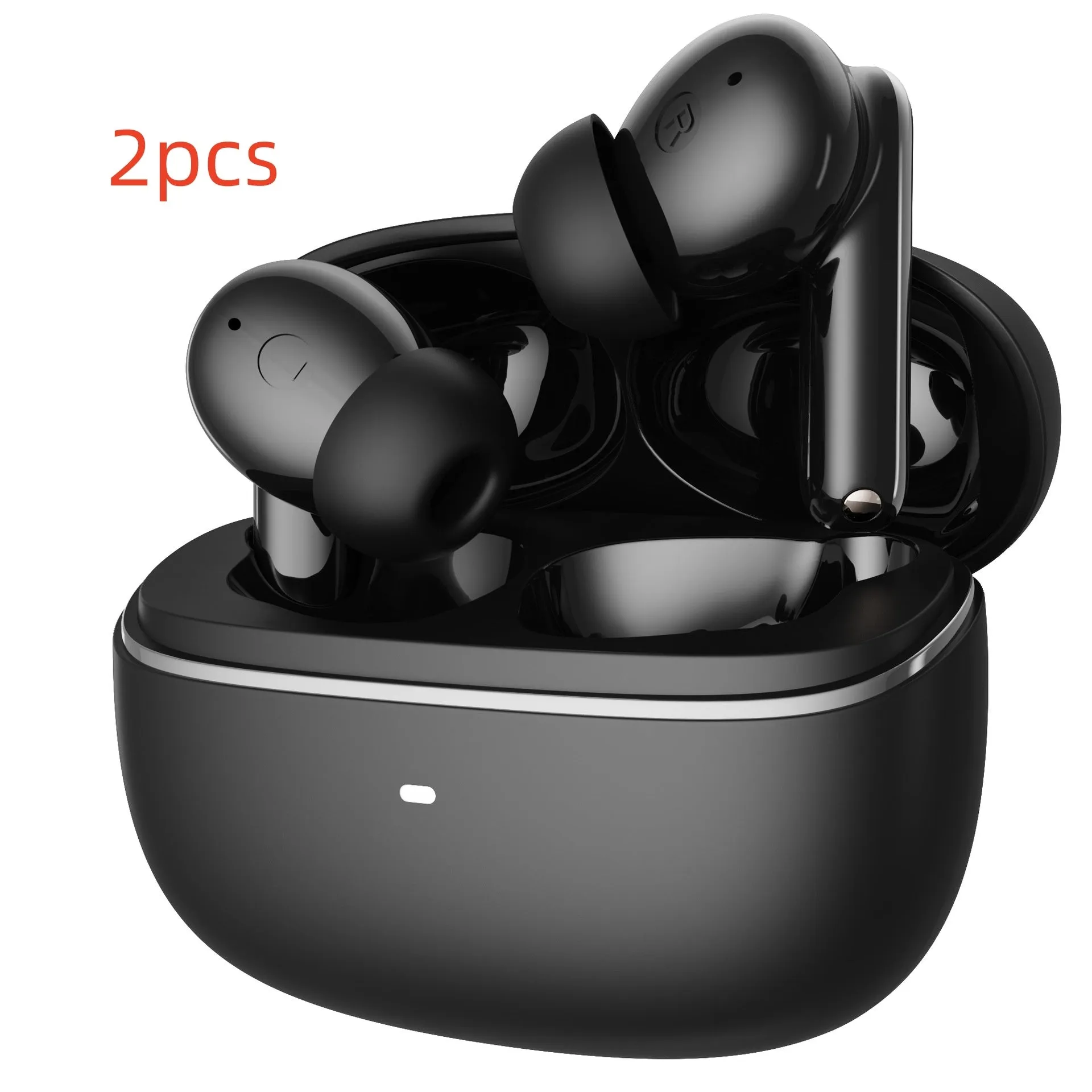 Wireless Bluetooth V5.3 in-ear headphones with ENC noise reduction, white colour, industrial style, digital display charging case