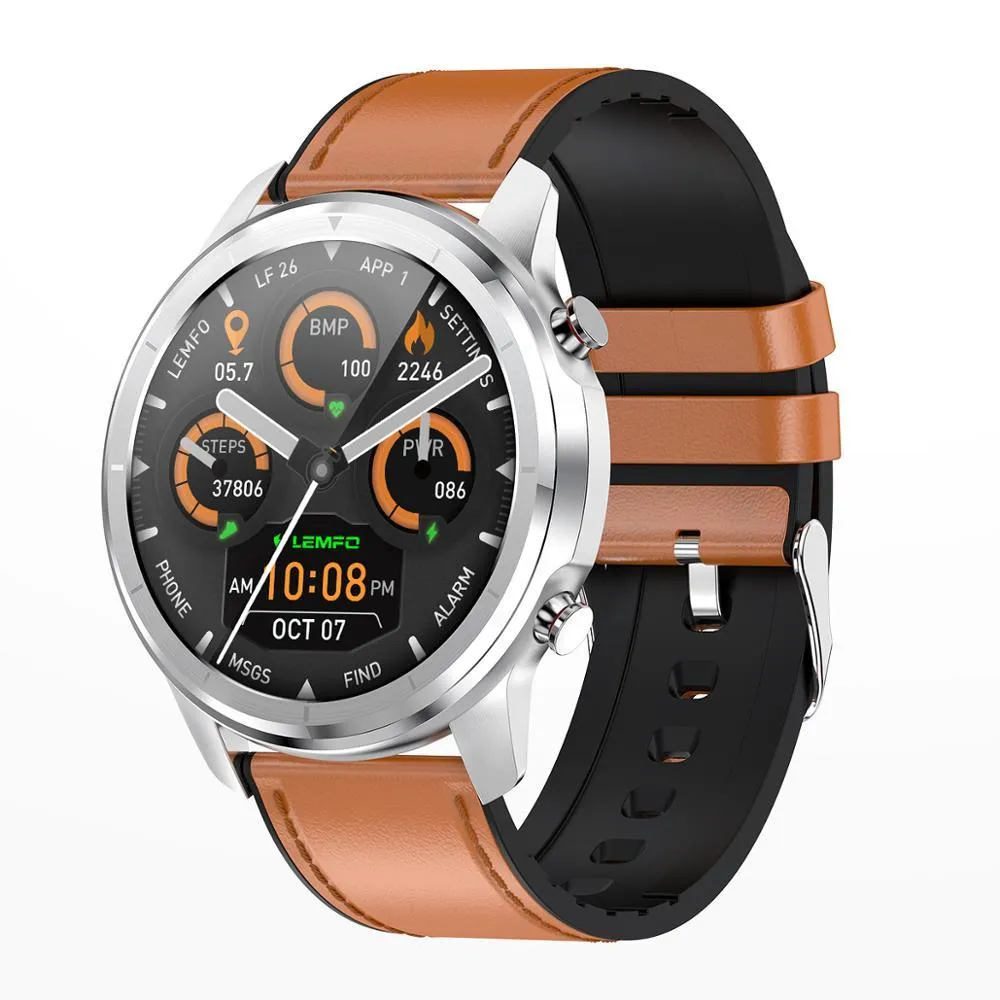 LEMFO LF26 smart bracelet with 1.3-inch screen shown in Black and Brown Silver colour options