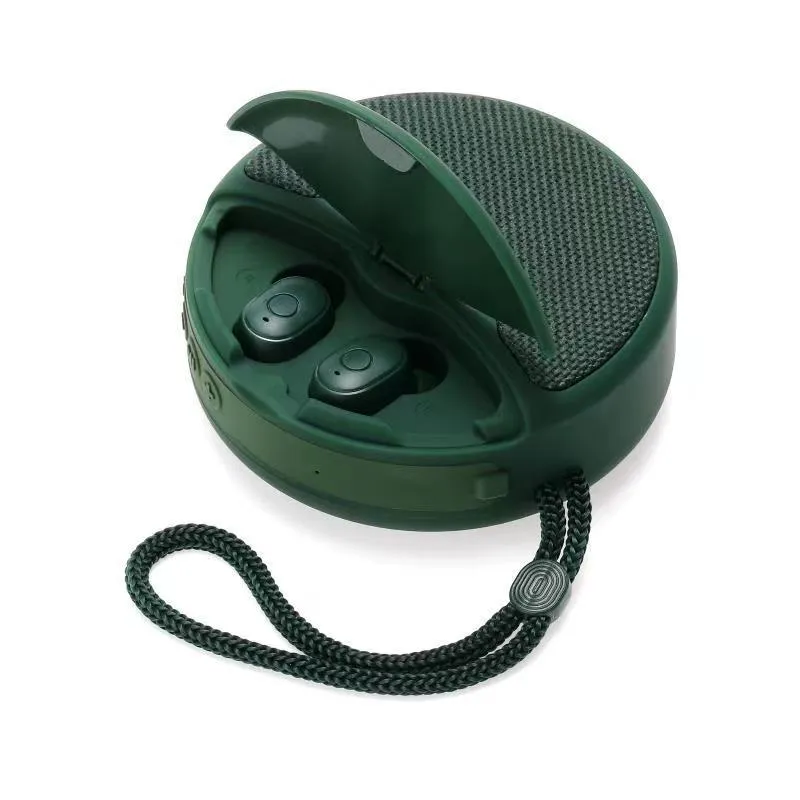 Outdoor portable Bluetooth speaker headset with 3D stereo subwoofer 5W 52mm driver black colour
