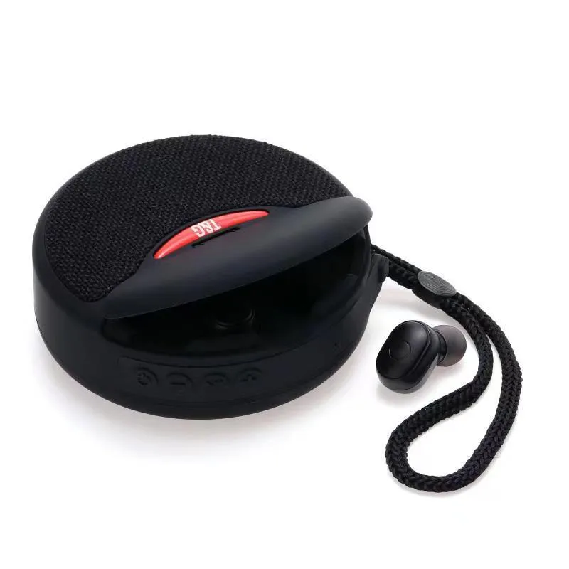 Outdoor portable Bluetooth speaker headset with 3D stereo subwoofer 5W 52mm driver black colour