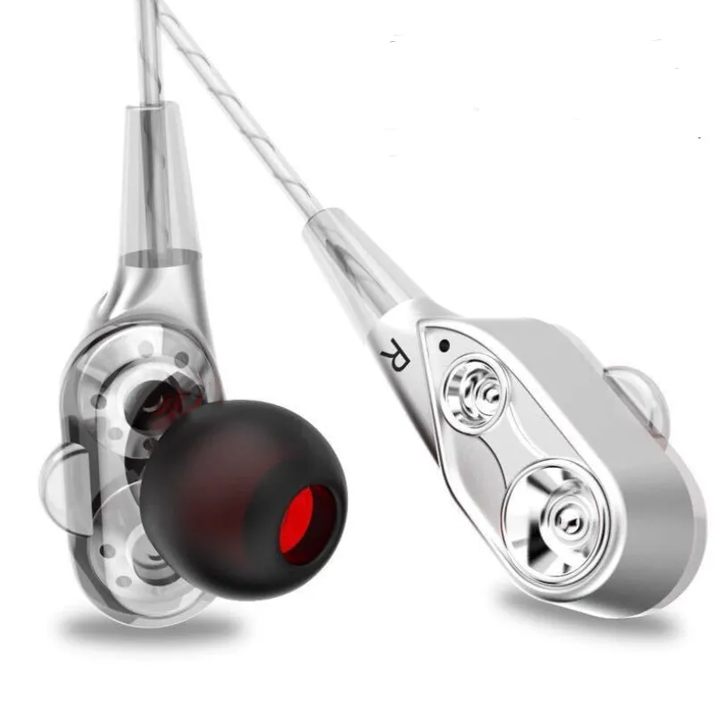 Dynamic in-ear wired headphones in cool black with 120cm cable and OP bag packaging