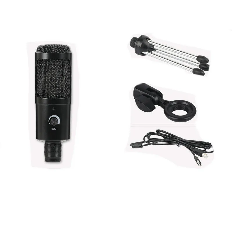 Wireless 7.1 channel condenser microphone in black with bracket for computer recording