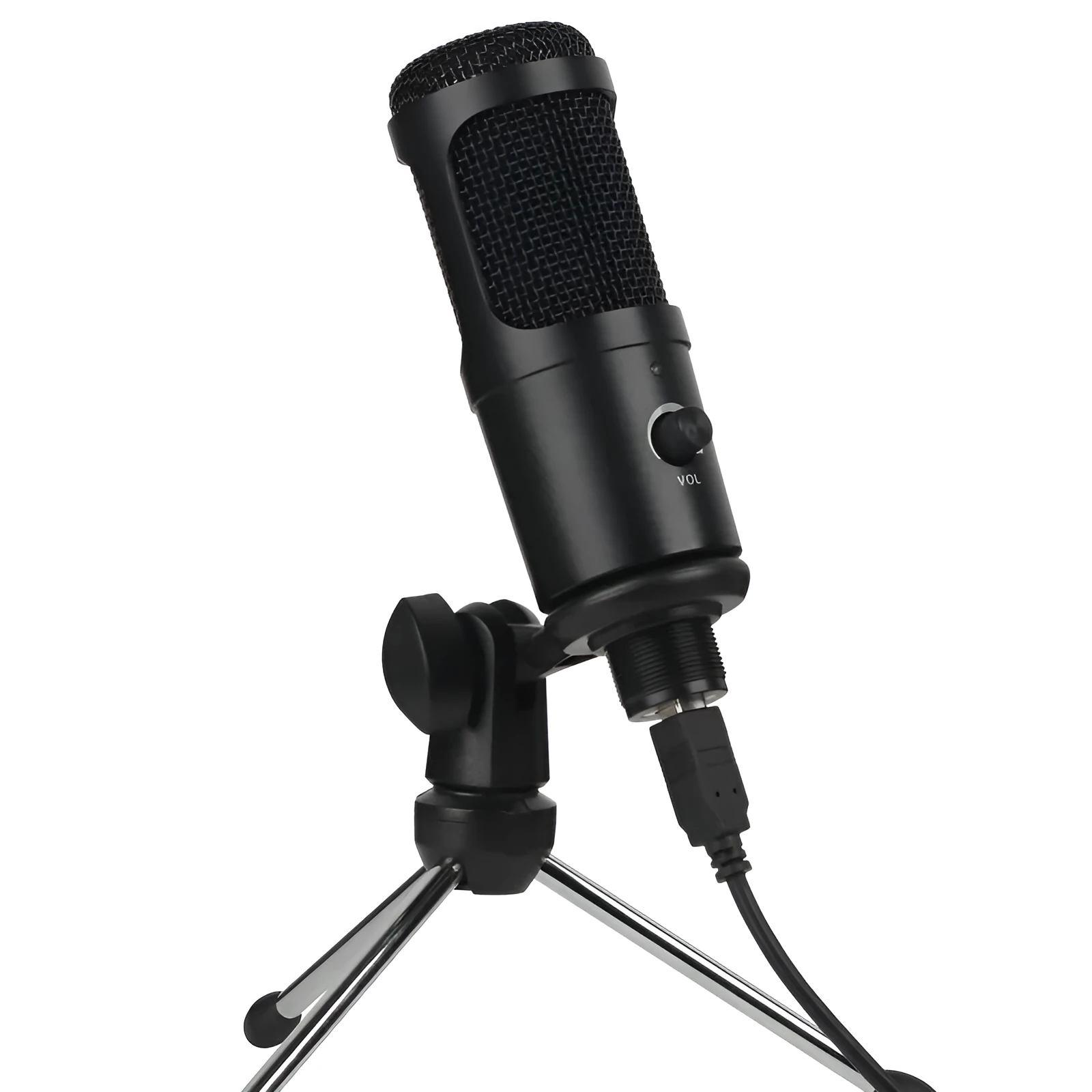 Wireless 7.1 channel condenser microphone in black with bracket for computer recording
