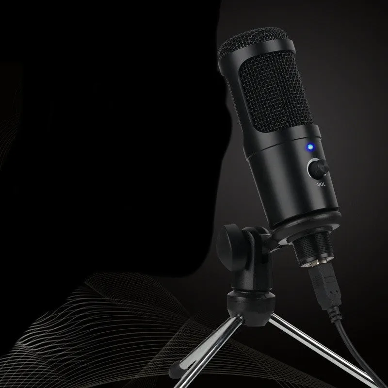 Wireless 7.1 channel condenser microphone in black with bracket for computer recording