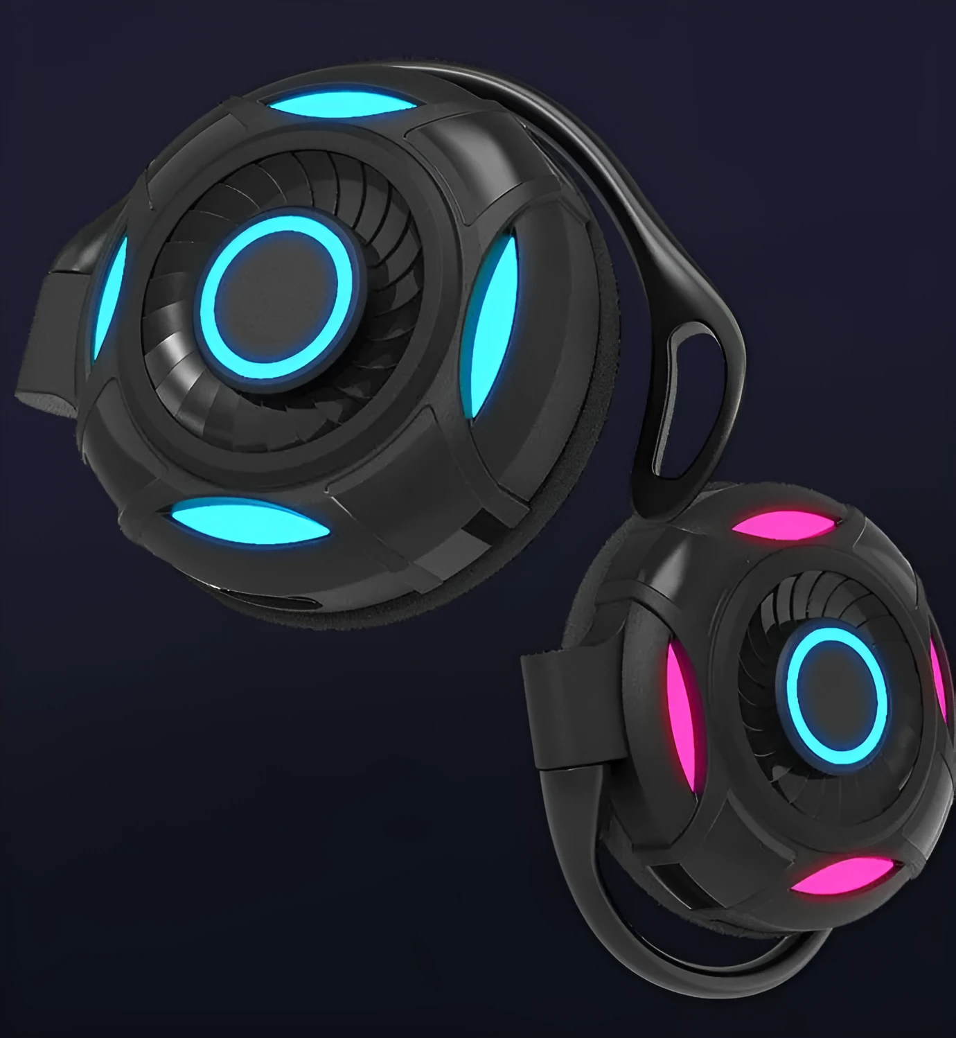 Black and white Bluetooth 5.0 wireless earphones with hanging ear design