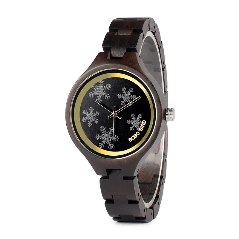 Men's wooden business casual quartz watch with round dial and wood strap