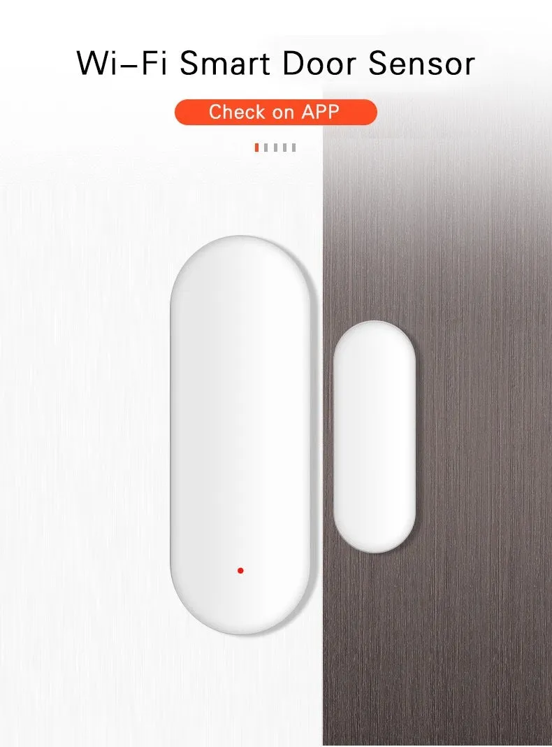 Tuya Smart WiFi Door Sensor white mini size 70x20x16mm on door frame with app notification