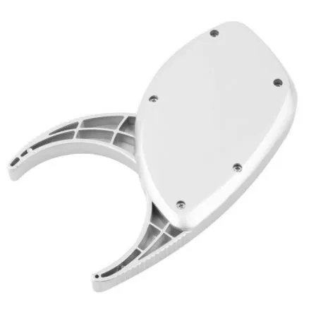 Digital body fat caliper with LCD display and anti-slip handle on white background