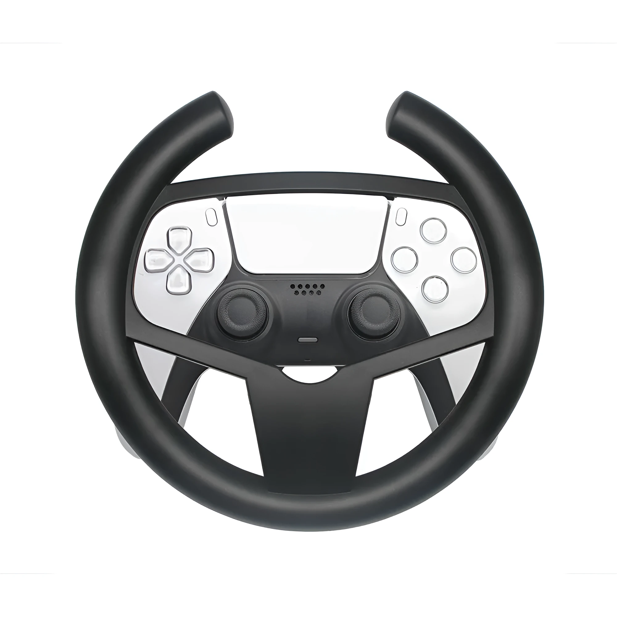 PS5 steering wheel attachment in black ABS plastic for Sony controller, single player racing accessory