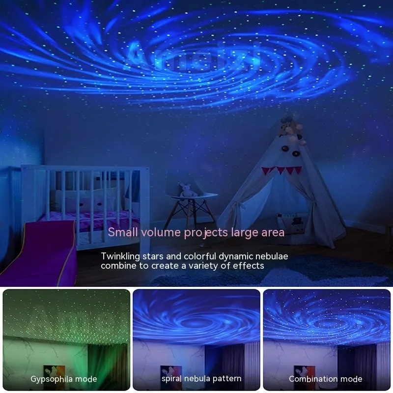 APP starry sky projector music night lamp with Bluetooth remote control USB plug in white
