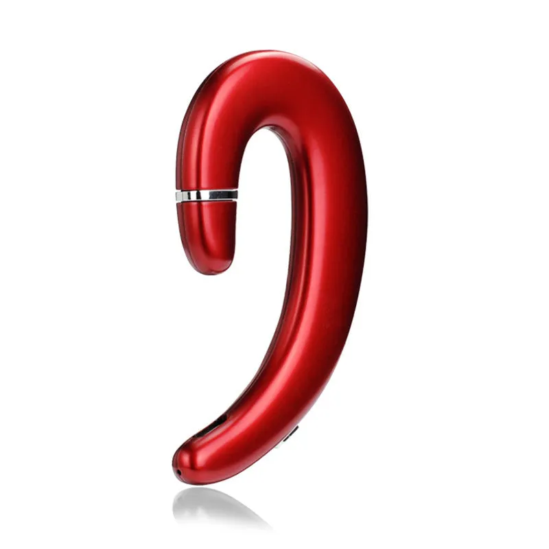 Wireless painless earphones with 80 mAh battery in black, gold, red, and silver colours on a white background