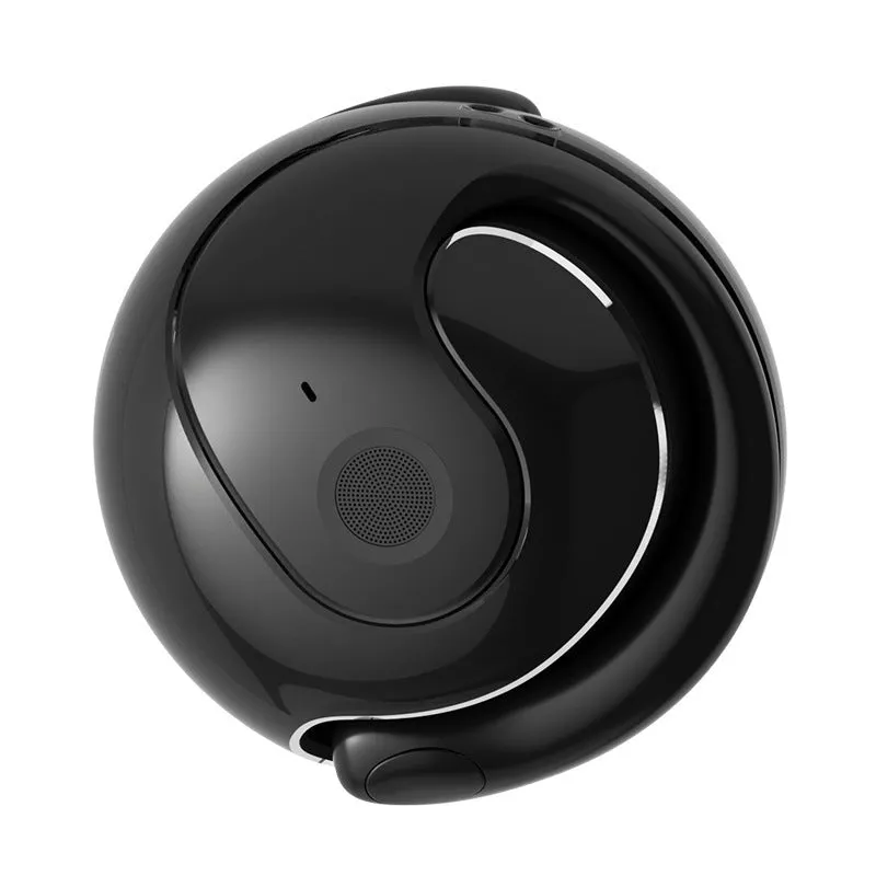 Small Coconut Ball non-in-ear Bluetooth sports headset in black with ear hook fitting