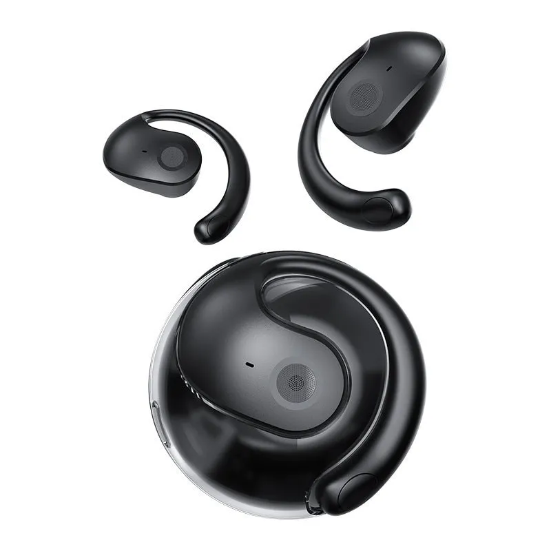 Small Coconut Ball non-in-ear Bluetooth sports headset in black with ear hook fitting
