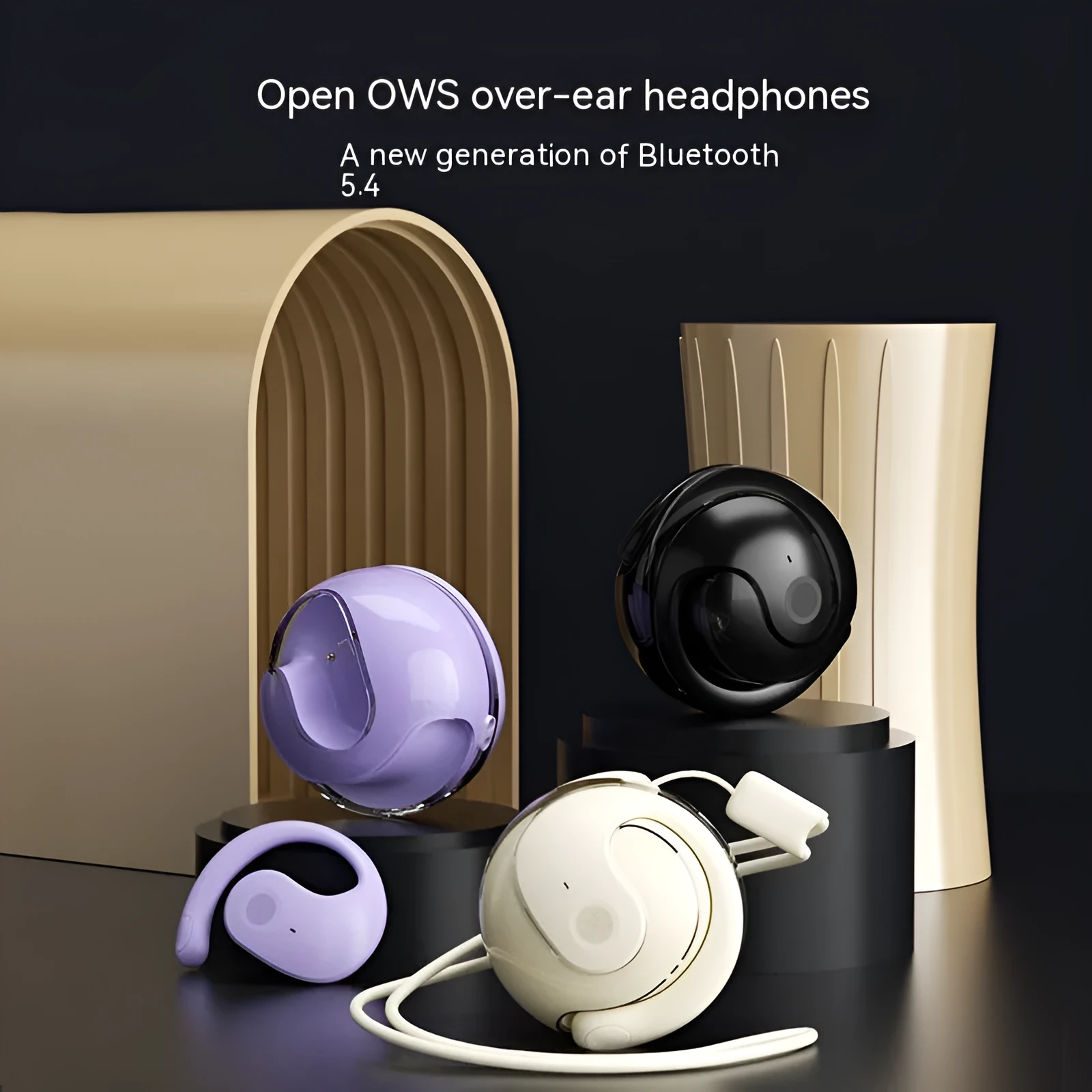 Small Coconut Ball non-in-ear Bluetooth sports headset in black with ear hook fitting