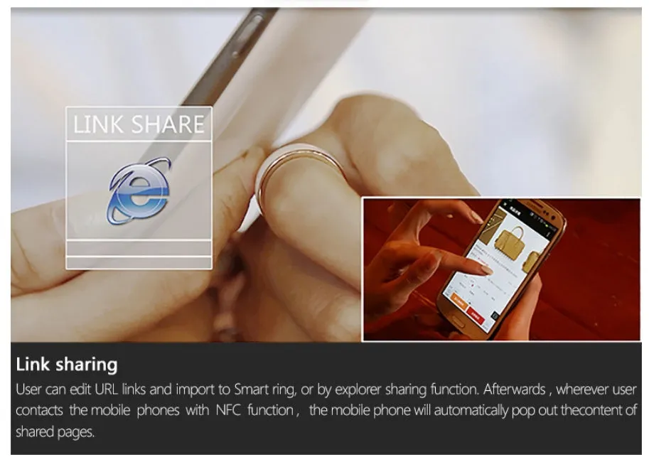R3F Smart Ring NFC wearable with digital business card functionality in glazed black finish