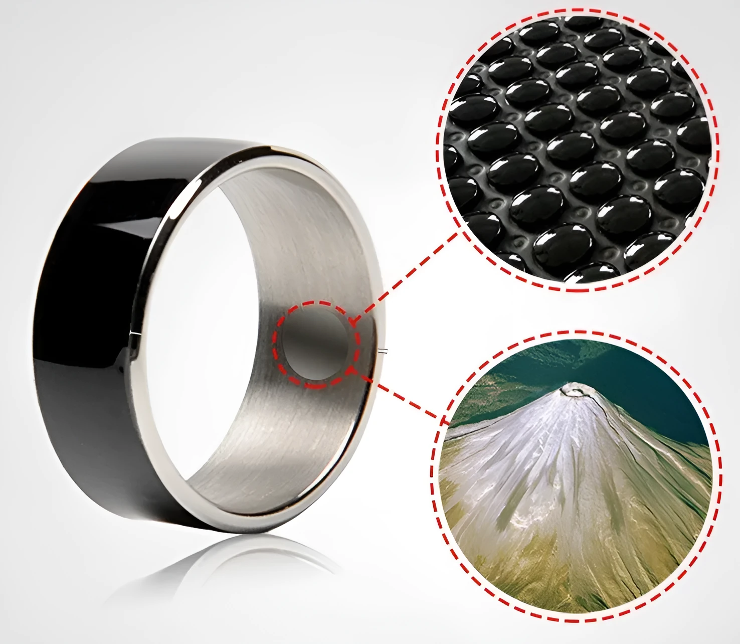 R3F Smart Ring NFC wearable with digital business card functionality in glazed black finish