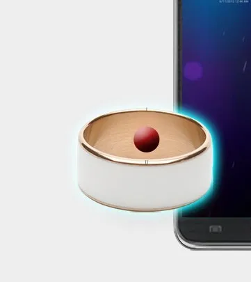 R3F Smart Ring NFC wearable with digital business card functionality in glazed black finish