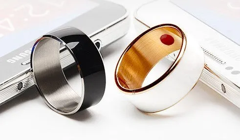 R3F Smart Ring NFC wearable with digital business card functionality in glazed black finish