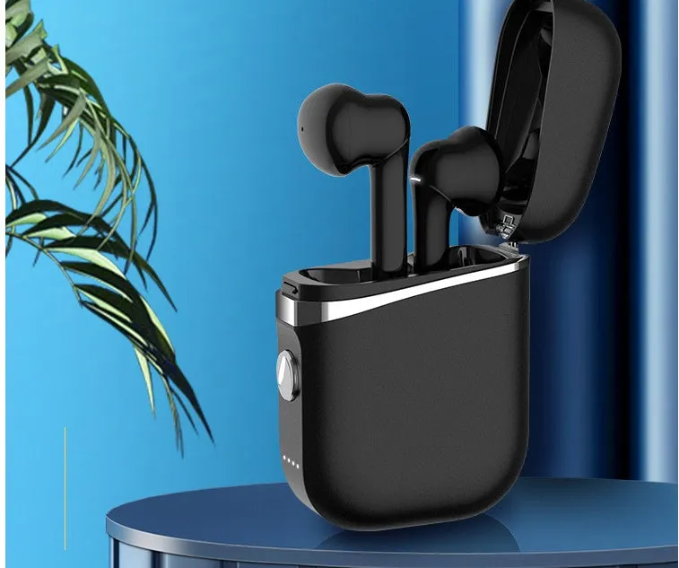TWS wireless Bluetooth sports headset black earplug style with bilateral stereo and battery display