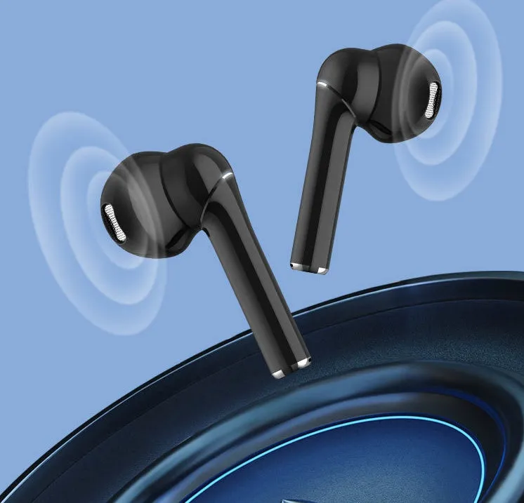 TWS wireless Bluetooth sports headset black earplug style with bilateral stereo and battery display