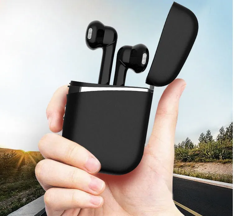 TWS wireless Bluetooth sports headset black earplug style with bilateral stereo and battery display